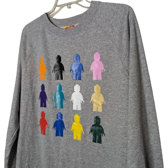 Target Lego long sleeve gray multicolored mini figure graphic Men Sweatshirt M - Picture 3 of 10